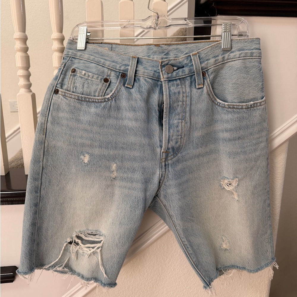 Levi's Light Blue Distressed Jean Shorts